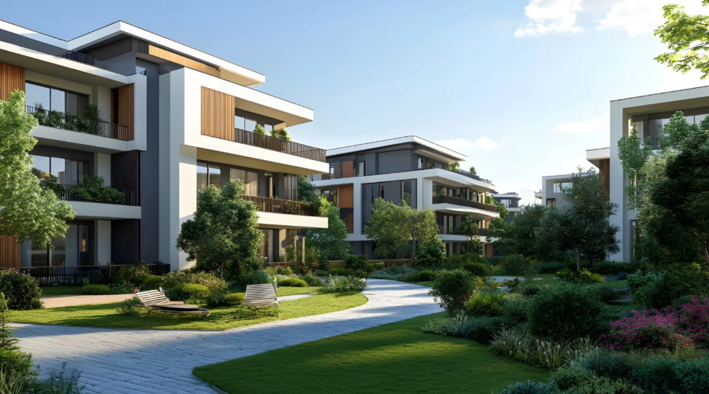 Infraestrutura de casa inteligente e design de luxo em condomínio residencial moderno